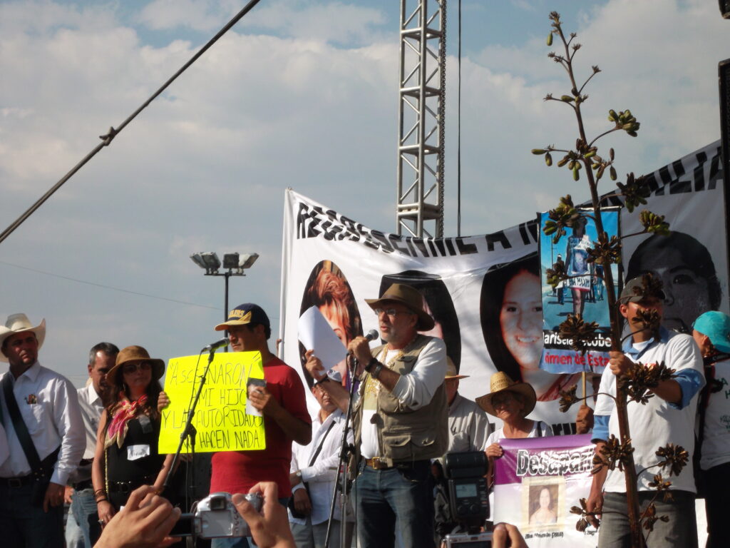 Javier Sicilia delivering his speech after the march for peace from Cuernavaca to Mexico City on May 8, 2011.