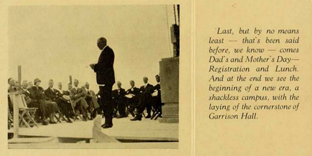 The laying of the cornerstone of Garrison Hall, 1925. Source: The Cactus, University of Texas at Austin, 1926