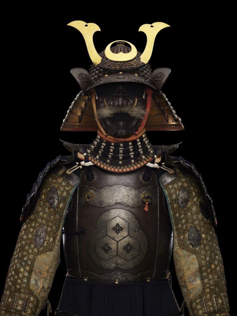 Suit of armour with bullet-proof cuirass embossed with crest, Japan, 1600–1700. © The Trustees of the British Museum.