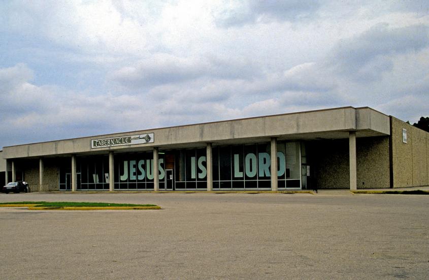 Image of a strip mall church in Austin, Texas