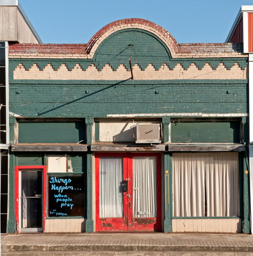 An image of a store-front church in Hearne, Texas